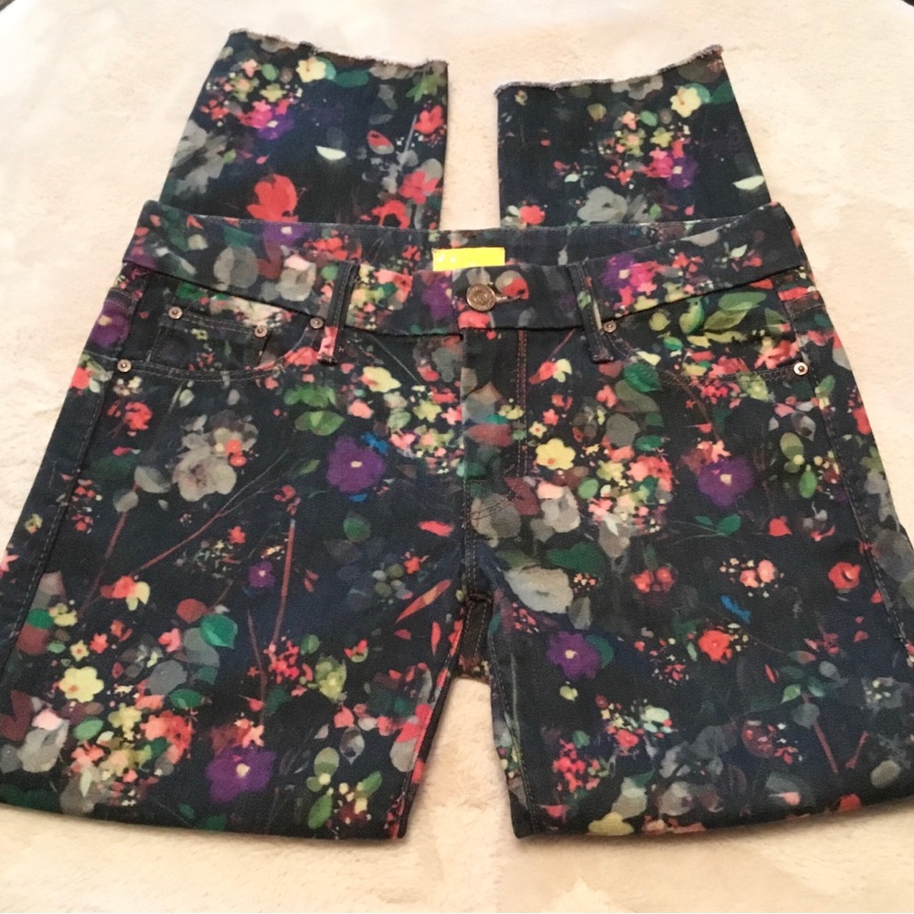 MOTHER The Looker Black Multicolor Magical Forest Skinny Floral Ankle Jeans - 26
